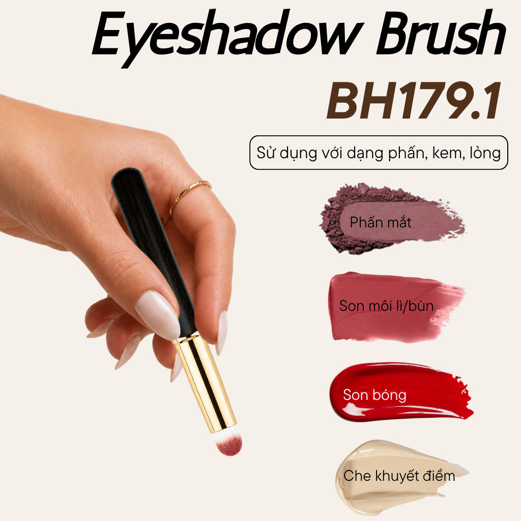 Cọ Môi Che Khuyết Điểm Nhấn Đuôi Mắt Có Nắp BH Cosmetics Eyeshadow Brush BH179.1 Màu Gold